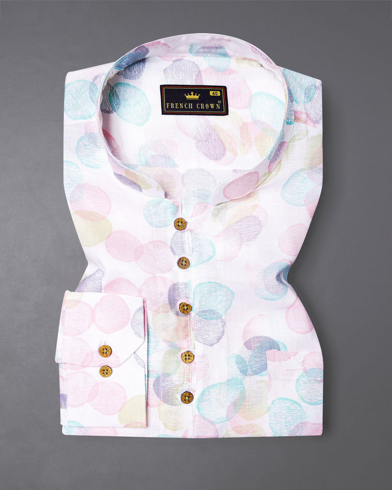 Iceberg Blue and Quill Pink Polka Dotted Premium Tencel Kurta Shirt