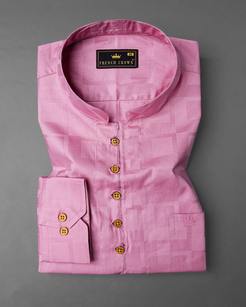 Light Orchid Pink 3D Dobby Textured Premium Giza Cotton Kurta Shirt