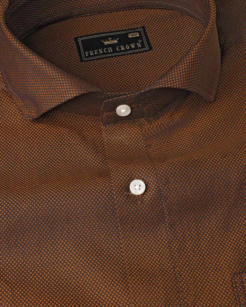 Sienna Brown and Zeus Black Dobby Textured Premium Giza Cotton Shirt