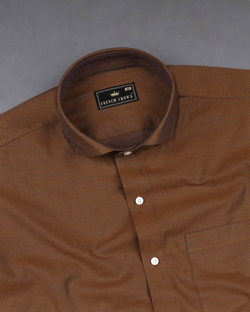 Sienna Brown and Zeus Black Dobby Textured Premium Giza Cotton Shirt