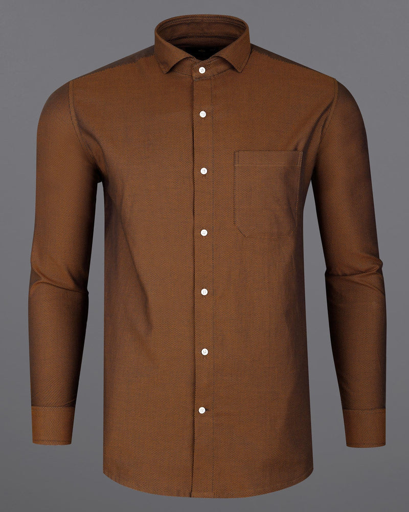 Sienna Brown and Zeus Black Dobby Textured Premium Giza Cotton Shirt