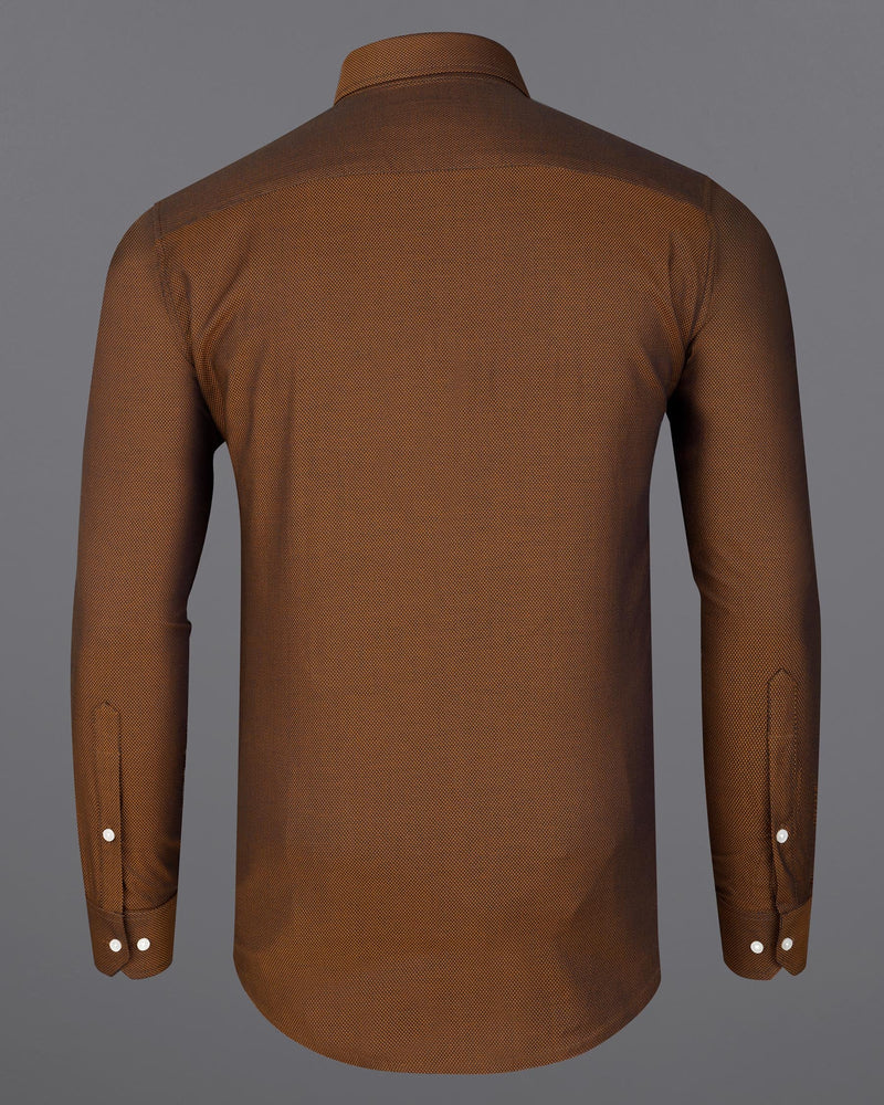 Sienna Brown and Zeus Black Dobby Textured Premium Giza Cotton Shirt