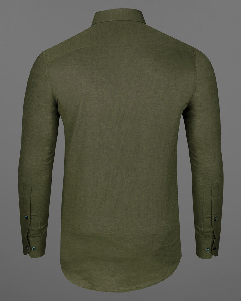 Asparagus Green Luxurious Linen Buttondown Shirt