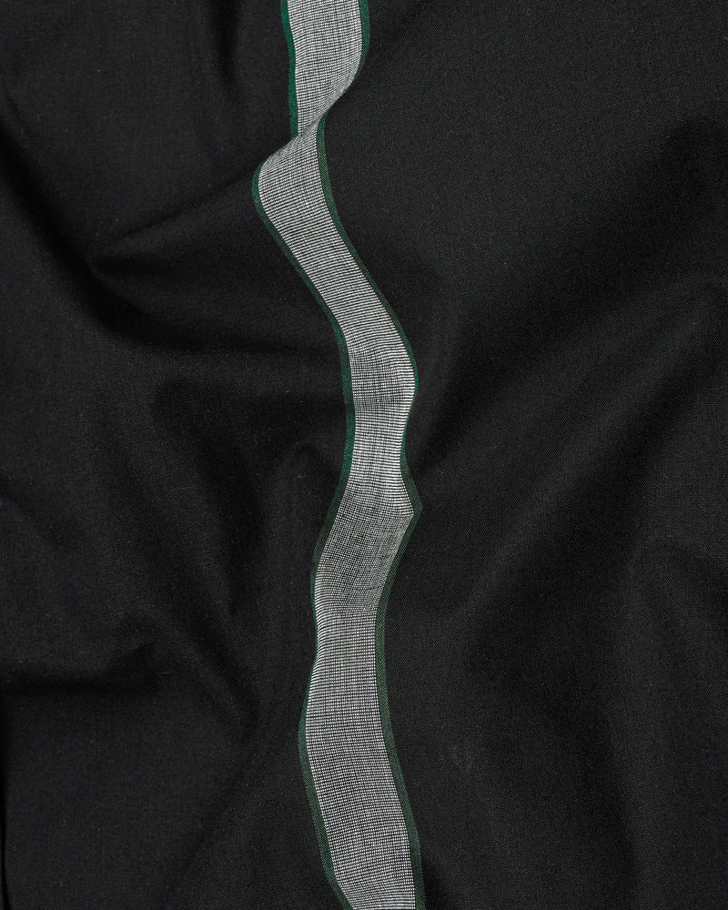 Jade Black With Gray Striped Premium Cotton Shirt