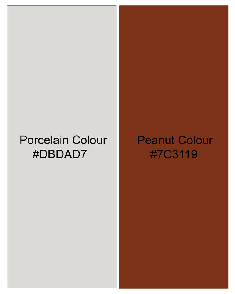 Porcelain Gray and Peanut Brown Flannel Premium Cotton Designer Shirt