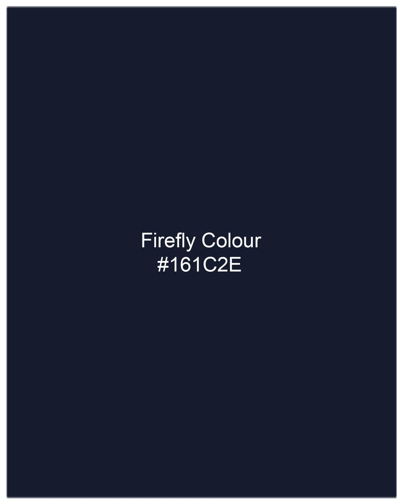 Firefly Navy Blue With Multicolored Windowpane Dobby Textured Premium Giza Cotton Shirt