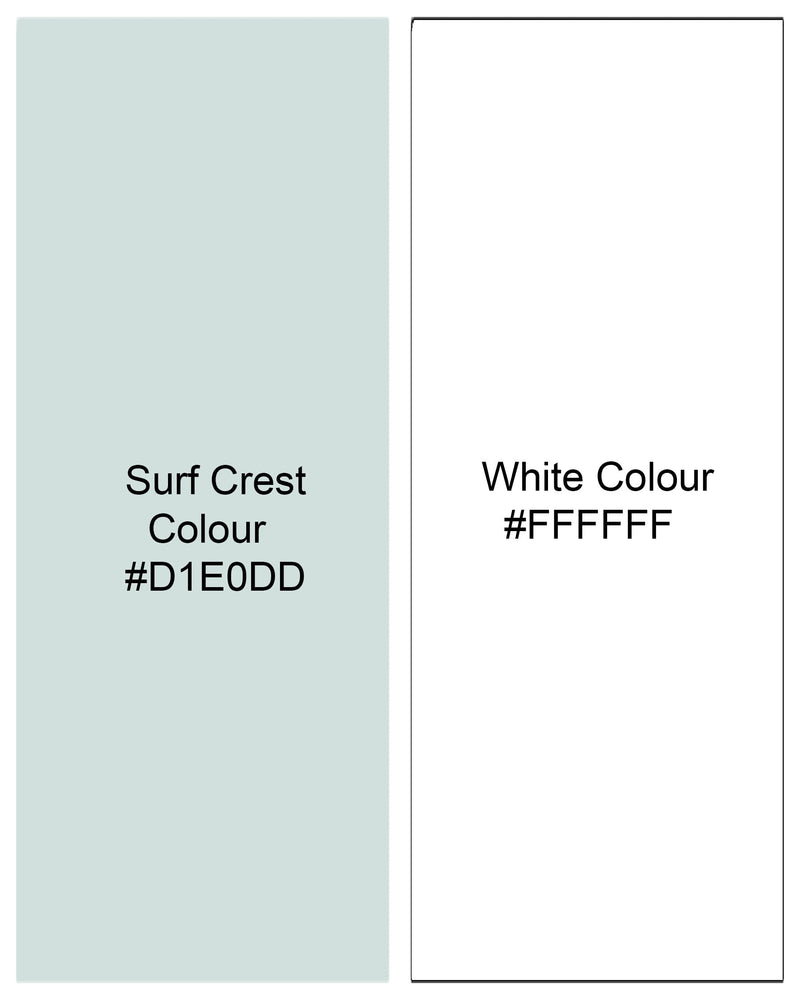 Surf Crest Light Green with White Pinstriped Premium Cotton Shirt
