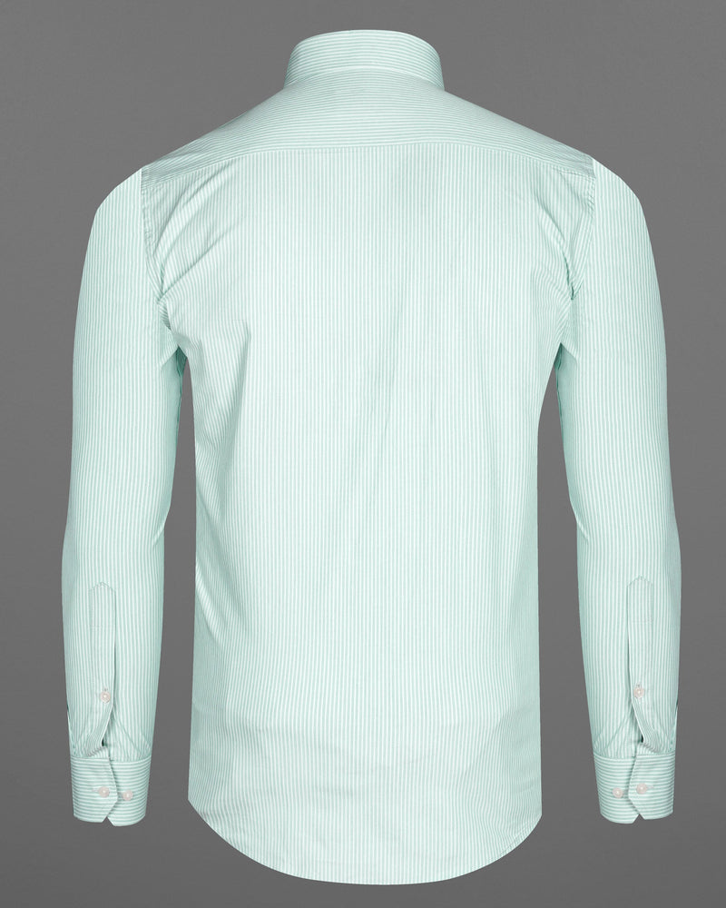 Surf Crest Light Green with White Pinstriped Premium Cotton Shirt