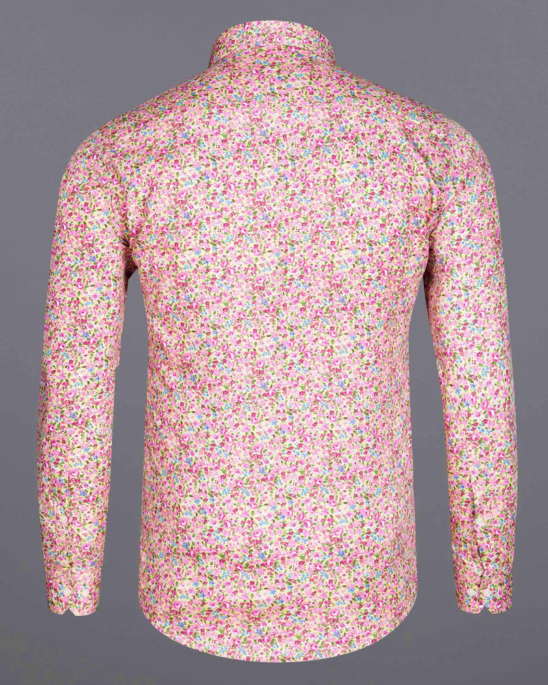 Cupid Pink With Multicolored Ditzy Printed Premium Cotton Shirt