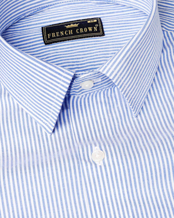 Carolina Blue and White Pin Striped Premium Cotton Shirt