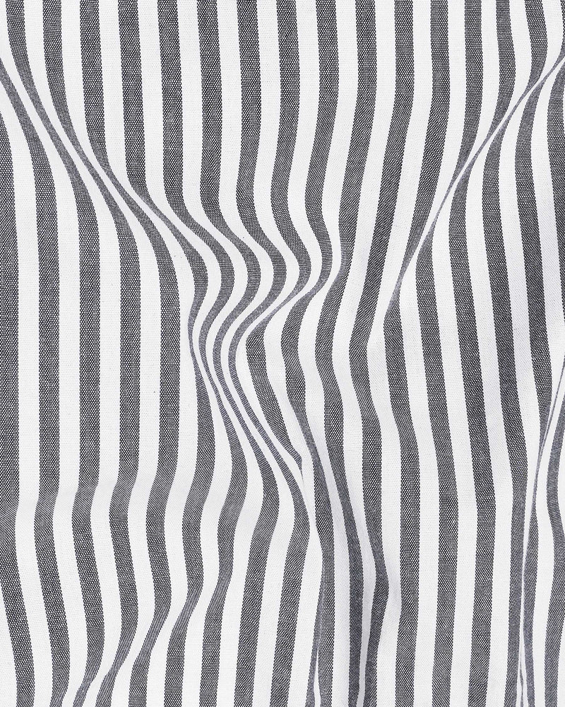 Dolphin Gray and White Striped Premium Cotton Shirt