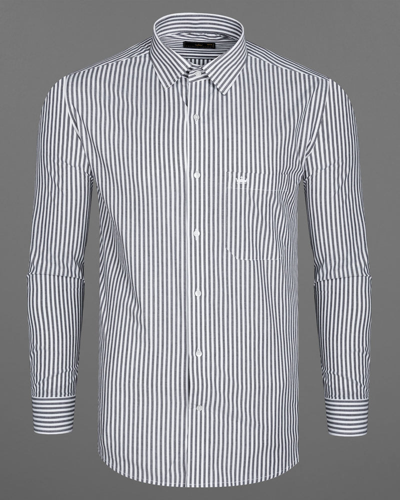 Dolphin Gray and White Striped Premium Cotton Shirt