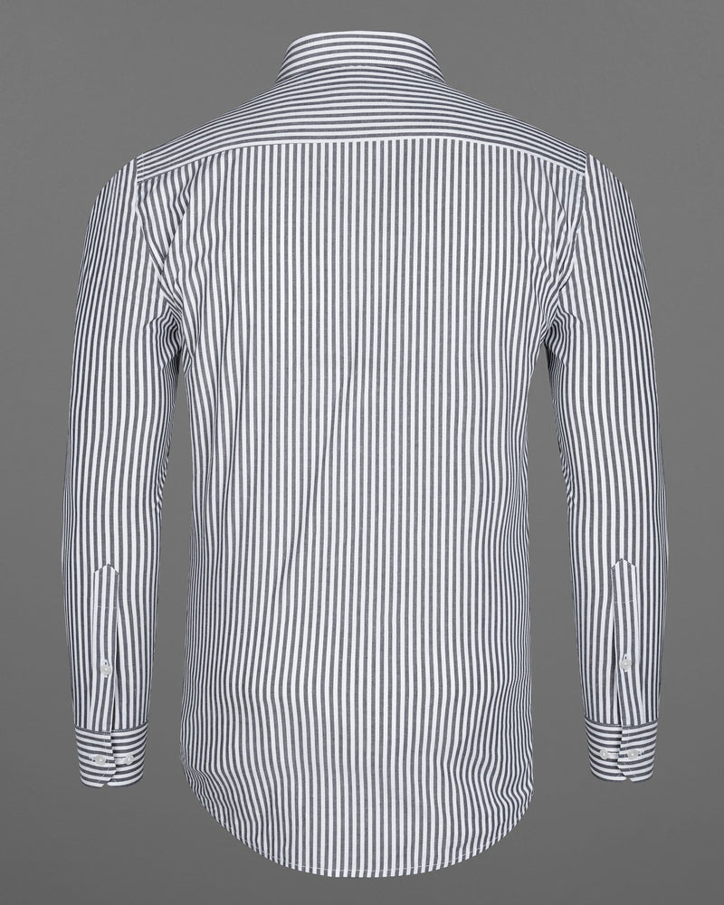 Dolphin Gray and White Striped Premium Cotton Shirt