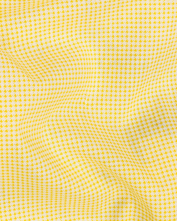 Dandelion Yellow and Bright White Mini Checkered Premium Cotton Shirt