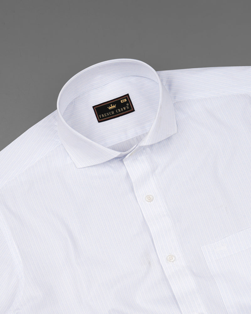 Bright White With Pin Striped Premium Cotton Shirt