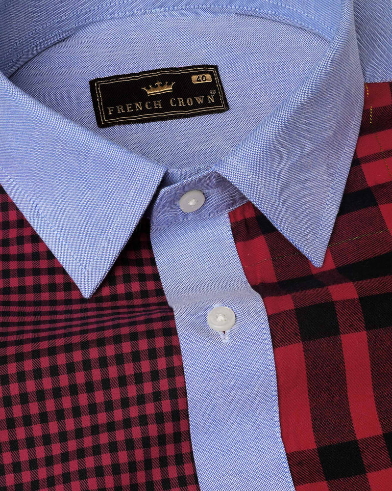 Vivid Red Twill Checkered Premium Cotton Designer Shirt