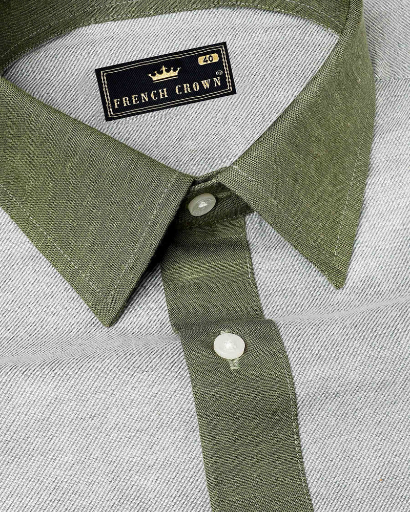 Geyser Gray and Dingley Green Flannel Premium Cotton Designer Shirt