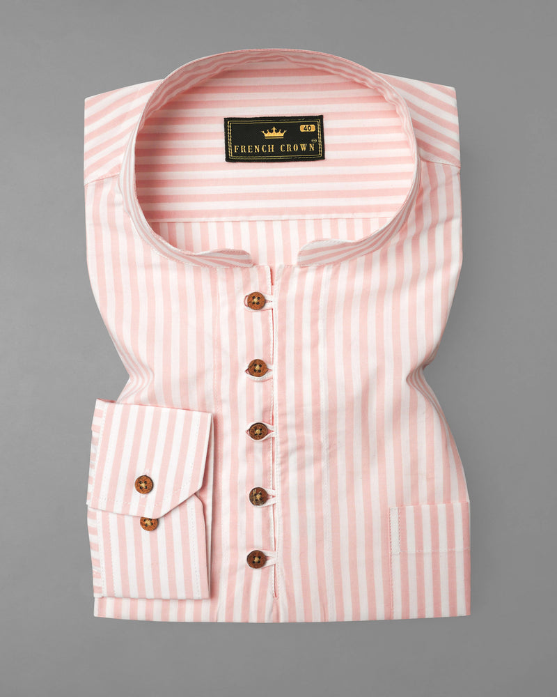 Cavern Pink with Sauvignon Beige Striped Premium Cotton Kurta Shirt8024-KS-38,8024-KS-H-38,8024-KS-39,8024-KS-H-39,8024-KS-40,8024-KS-H-40,8024-KS-42,8024-KS-H-42,8024-KS-44,8024-KS-H-44,8024-KS-46,8024-KS-H-46,8024-KS-48,8024-KS-H-48,8024-KS-50,8024-KS-H-50,8024-KS-52,8024-KS-H-52