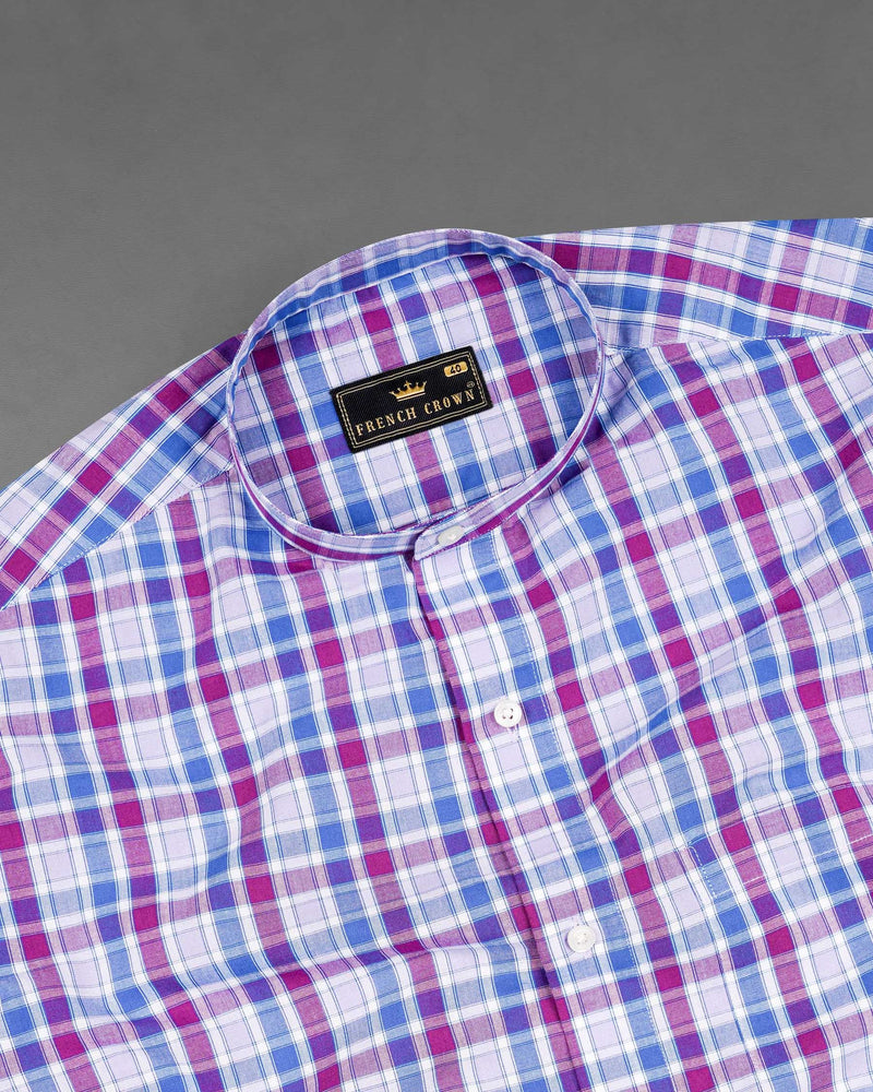 Fandango Purple and Cerulean Blue Plaid Premium Cotton Shirt  8025-M-38,8025-M-H-38,8025-M-39,8025-M-H-39,8025-M-40,8025-M-H-40,8025-M-42,8025-M-H-42,8025-M-44,8025-M-H-44,8025-M-46,8025-M-H-46,8025-M-48,8025-M-H-48,8025-M-50,8025-M-H-50,8025-M-52,8025-M-H-52