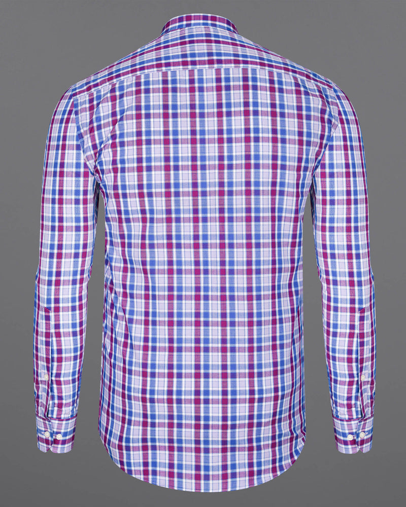 Fandango Purple and Cerulean Blue Plaid Premium Cotton Shirt  8025-M-38,8025-M-H-38,8025-M-39,8025-M-H-39,8025-M-40,8025-M-H-40,8025-M-42,8025-M-H-42,8025-M-44,8025-M-H-44,8025-M-46,8025-M-H-46,8025-M-48,8025-M-H-48,8025-M-50,8025-M-H-50,8025-M-52,8025-M-H-52