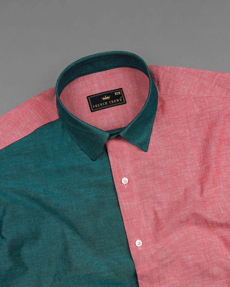 Sherpa Sea Blue and Cranberry Pink Royal Oxford Designer Shirt