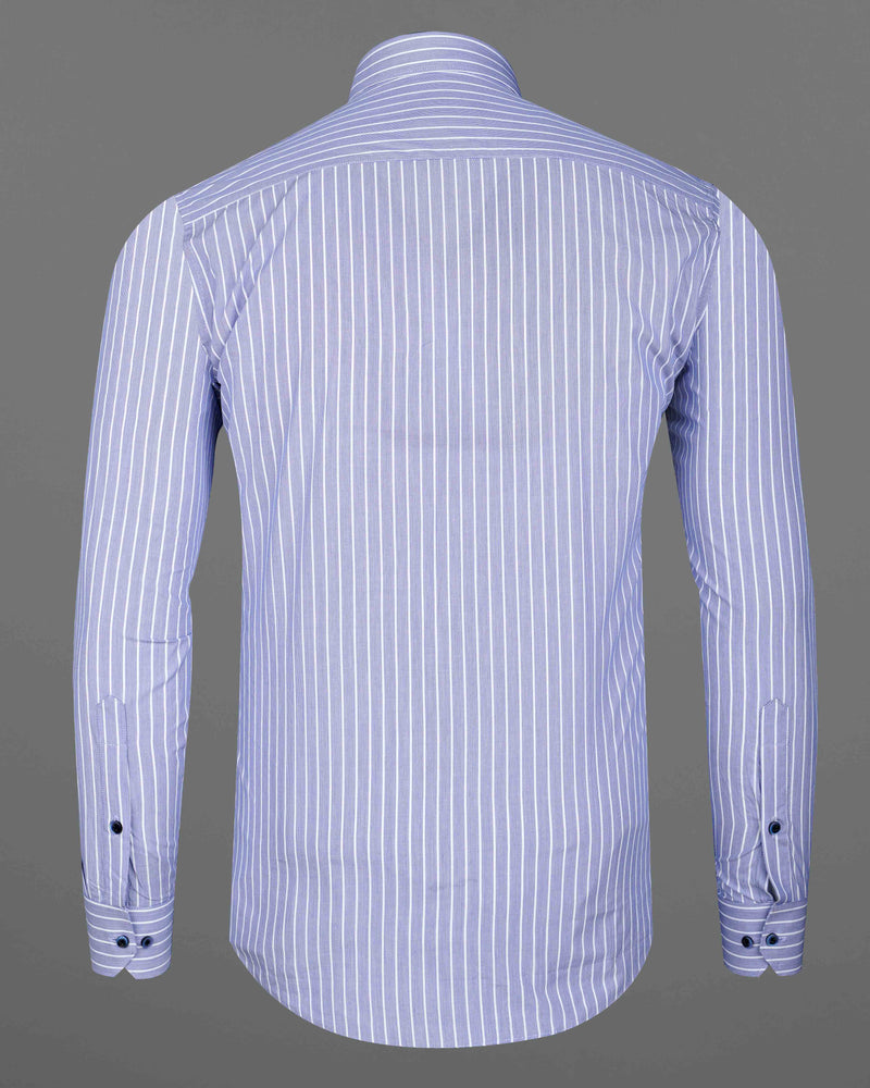 Cadet Blue With White Striped Premium Cotton Shirt