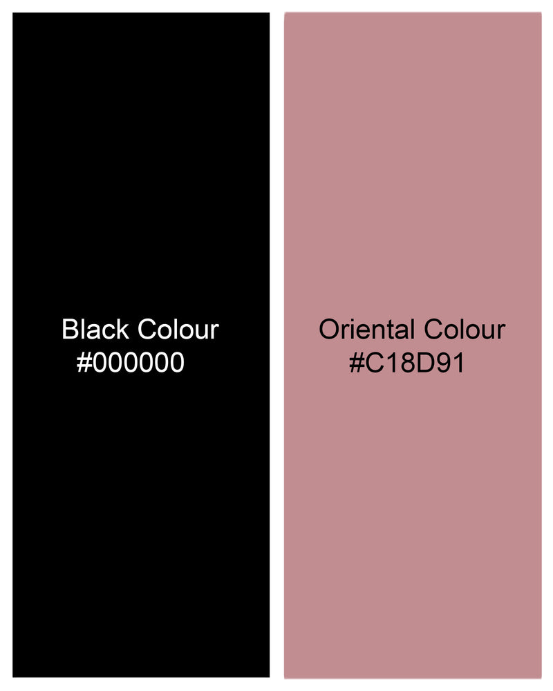 Oriental Pink Striped with Jade Black and White Super Soft Premium Cotton Designer Block Shirt