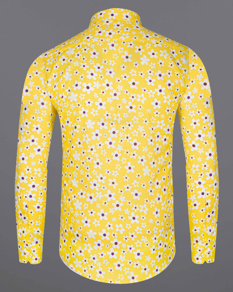 Arylide Yellow Floral Printed Premium Cotton Shirt 8053-38,8053-38,8053-39,8053-39,8053-40,8053-40,8053-42,8053-42,8053-44,8053-44,8053-46,8053-46,8053-48,8053-48,8053-50,8053-50,8053-52,8053-52