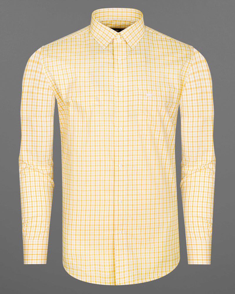 Apricot Yellow with White Plaid Checkered Premium Cotton Shirt 8083-38, 8083-H-38, 8083-39, 8083-H-39, 8083-40, 8083-H-40, 8083-42, 8083-H-42, 8083-44, 8083-H-44, 8083-46, 8083-H-46, 8083-48, 8083-H-48, 8083-50, 8083-H-50, 8083-52, 8083-H-52