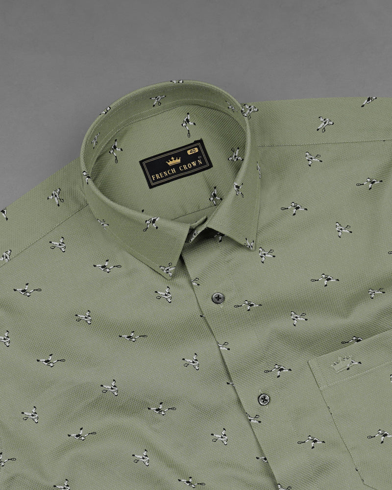 Sage Green Dobby Textured Premium Giza Cotton Shirt