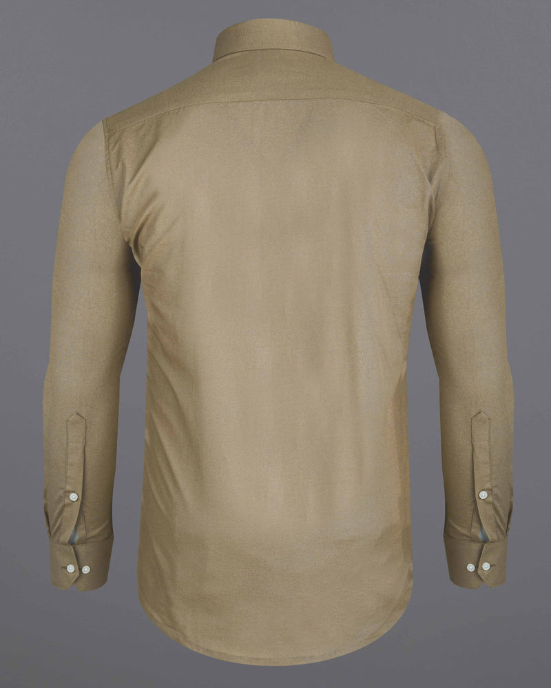 Tallow Brown Chambray Textured Premium Cotton Shirt