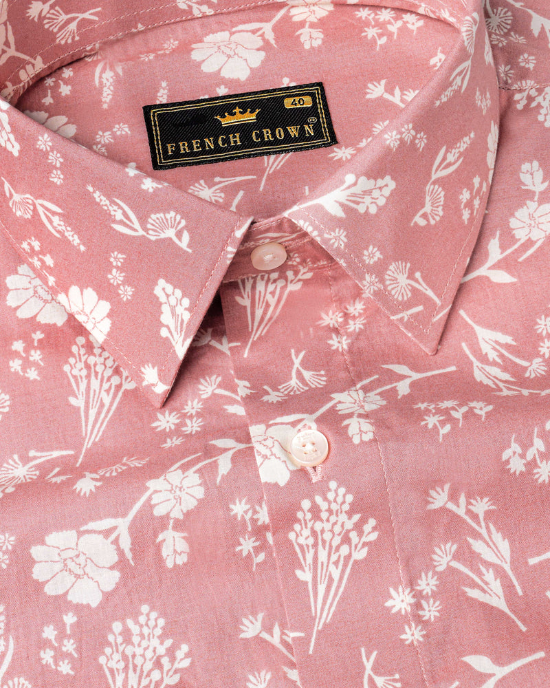 Cadillac Pink Floral Printed Premium Cotton Shirt