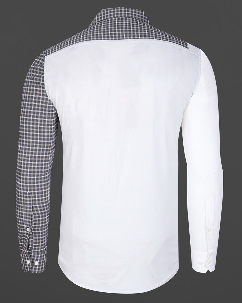 Bright White with Cadet Gray Checkered Super Soft Premium Cotton Designer Shirt 8136-CC-P188-38, 8136-CC-P188-H-38, 8136-CC-P188-39, 8136-CC-P188-H-39, 8136-CC-P188-40, 8136-CC-P188-H-40, 8136-CC-P188-42, 8136-CC-P188-H-42, 8136-CC-P188-44, 8136-CC-P188-H-44, 8136-CC-P188-46, 8136-CC-P188-H-46, 8136-CC-P188-48, 8136-CC-P188-H-48, 8136-CC-P188-50, 8136-CC-P188-H-50, 8136-CC-P188-52, 8136-CC-P188-H-52