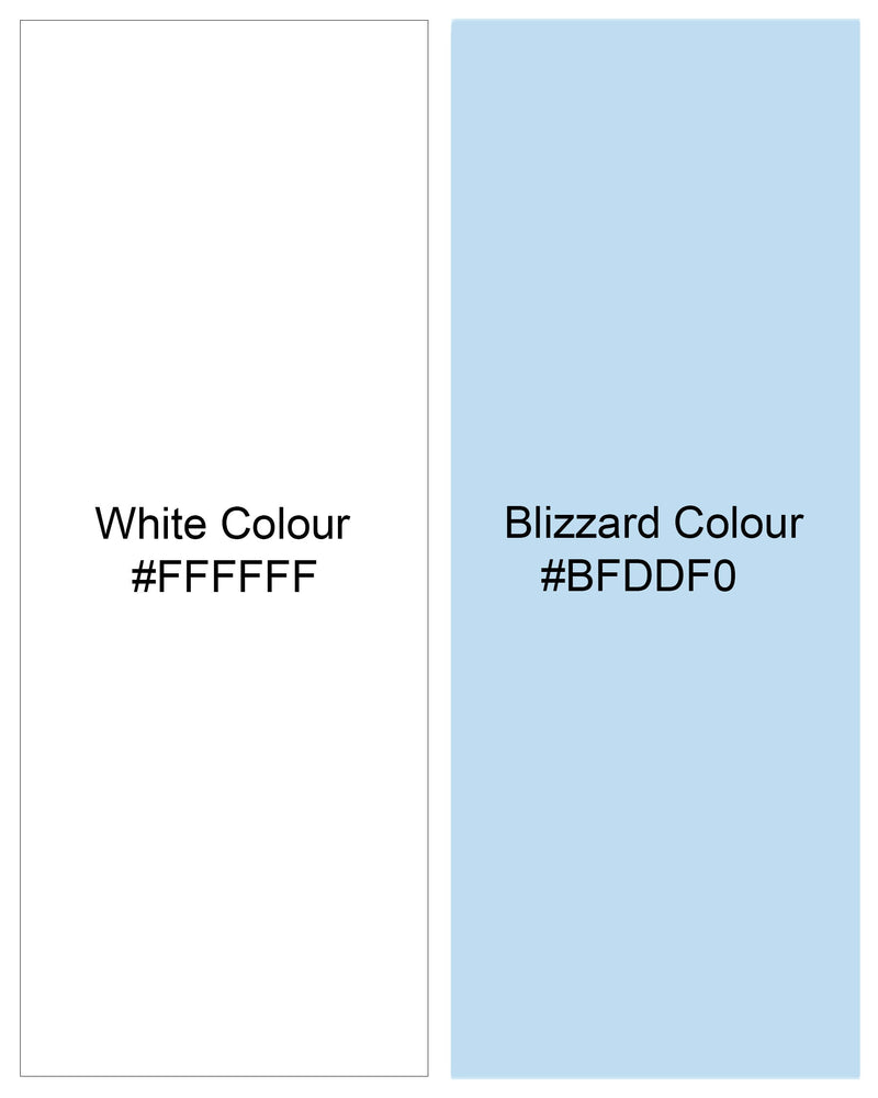 Bright White and Blizzard Blue Striped Premium Cotton Kurta Shirt