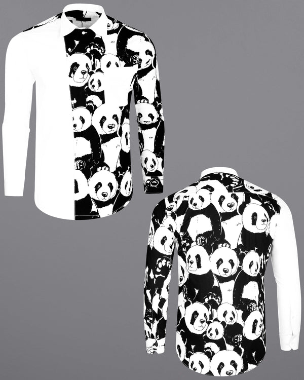Bright White and Black Panda Printed Premium Cotton Designer Shirt 8150-P145-38, 8150-P145-H-38, 8150-P145-39, 8150-P145-H-39, 8150-P145-40, 8150-P145-H-40, 8150-P145-42, 8150-P145-H-42, 8150-P145-44, 8150-P145-H-44, 8150-P145-46, 8150-P145-H-46, 8150-P145-48, 8150-P145-H-48, 8150-P145-50, 8150-P145-H-50, 8150-P145-52, 8150-P145-H-52