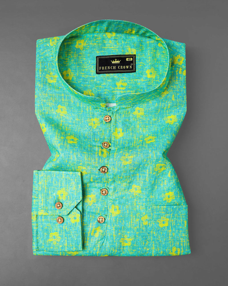  Turquoise Aqua Green Printed Luxurious Linen Kurta Shirt 8151-KS-38, 8151-KS-H-38, 8151-KS-39, 8151-KS-H-39, 8151-KS-40, 8151-KS-H-40, 8151-KS-42, 8151-KS-H-42, 8151-KS-44, 8151-KS-H-44, 8151-KS-46, 8151-KS-H-46, 8151-KS-48, 8151-KS-H-48, 8151-KS-50, 8151-KS-H-50, 8151-KS-52, 8151-KS-H-52