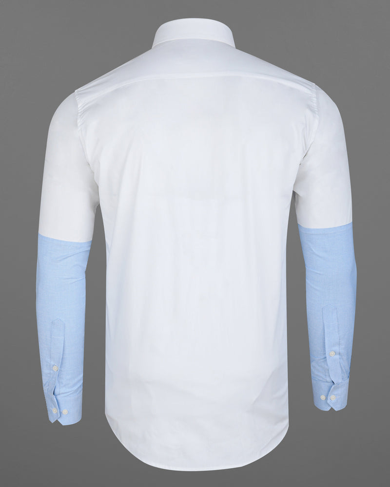 Bright White and Spindle Blue Half Coloured Sleeves Premium Cotton Designer Shirt 8168-P204-38, 8168-P204-H-38, 8168-P204-39, 8168-P204-H-39, 8168-P204-40, 8168-P204-H-40, 8168-P204-42, 8168-P204-H-42, 8168-P204-44, 8168-P204-H-44, 8168-P204-46, 8168-P204-H-46, 8168-P204-48, 8168-P204-H-48, 8168-P204-50, 8168-P204-H-50, 8168-P204-52, 8168-P204-H-52