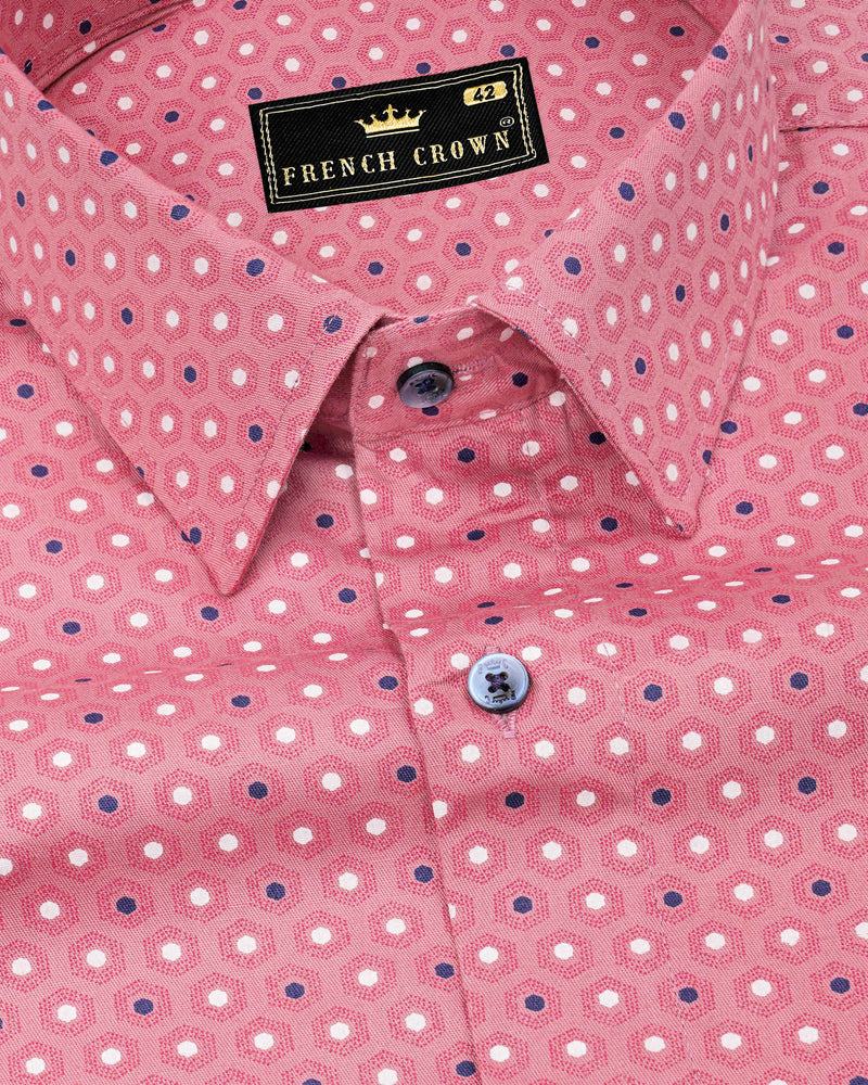 Pale Slate Grey and Deep Blush Pink Printed Twill Premium Cotton Designer Shirt