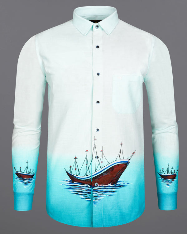 Bright White With Turquoise Aqua Blue Hand-Painted Luxurious Linen Designer Shirt 8186-BLE-ART-38, 8186-BLE-ART-H-38, 8186-BLE-ART-39, 8186-BLE-ART-H-39, 8186-BLE-ART-40, 8186-BLE-ART-H-40, 8186-BLE-ART-42, 8186-BLE-ART-H-42, 8186-BLE-ART-44, 8186-BLE-ART-H-44, 8186-BLE-ART-46, 8186-BLE-ART-H-46, 8186-BLE-ART-48, 8186-BLE-ART-H-48, 8186-BLE-ART-50, 8186-BLE-ART-H-50, 8186-BLE-ART-52, 8186-BLE-ART-H-52