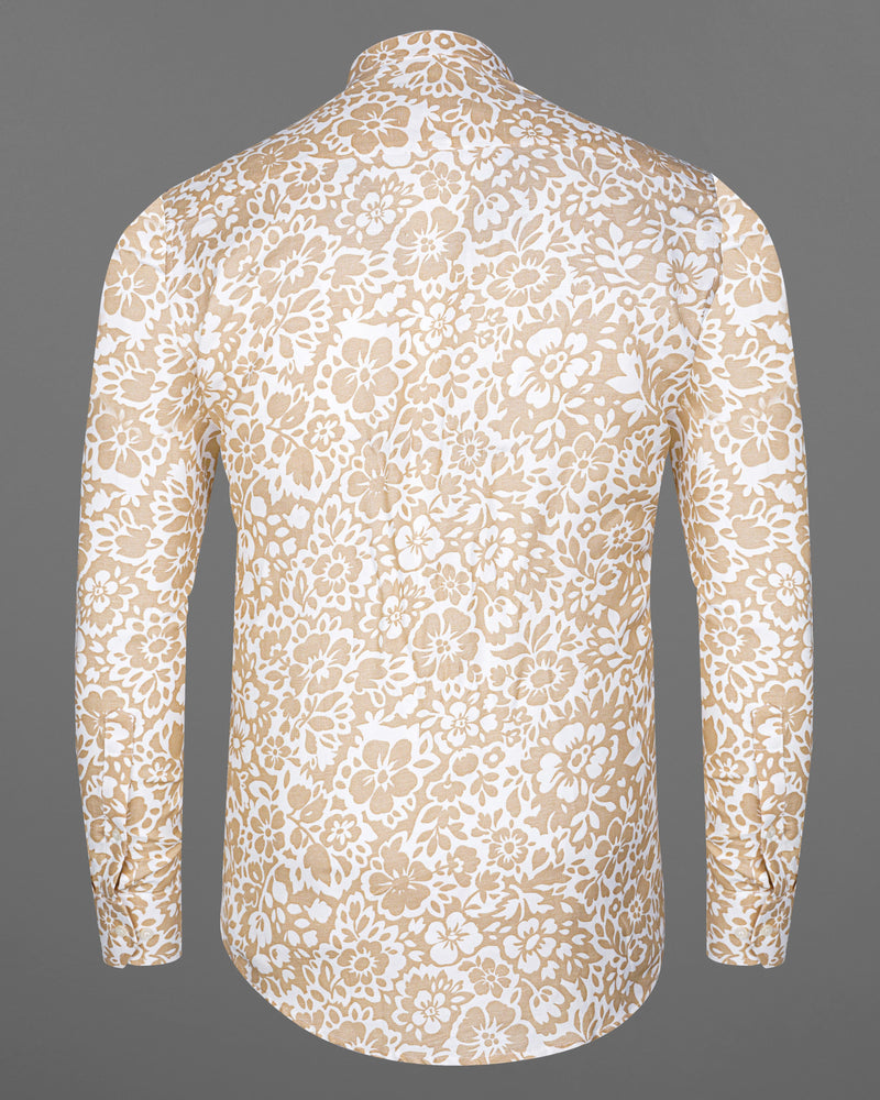 Rodeo Dust Brown with White Floral Luxurious Linen Shirt