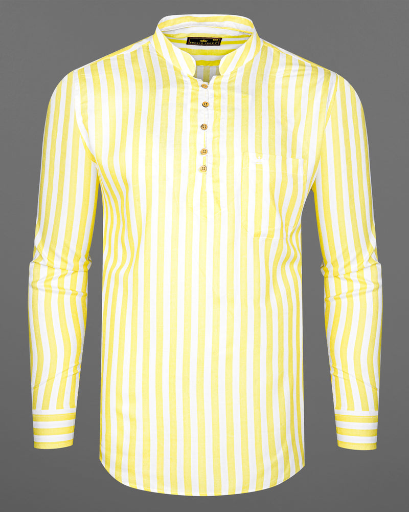 Bright White with Picasso Yellow Striped Premium Tencel Kurta Shirt 8250-KS-38, 8250-KS-H-38, 8250-KS-39, 8250-KS-H-39, 8250-KS-40, 8250-KS-H-40, 8250-KS-42, 8250-KS-H-42, 8250-KS-44, 8250-KS-H-44, 8250-KS-46, 8250-KS-H-46, 8250-KS-48, 8250-KS-H-48, 8250-KS-50, 8250-KS-H-50, 8250-KS-52, 8250-KS-H-52