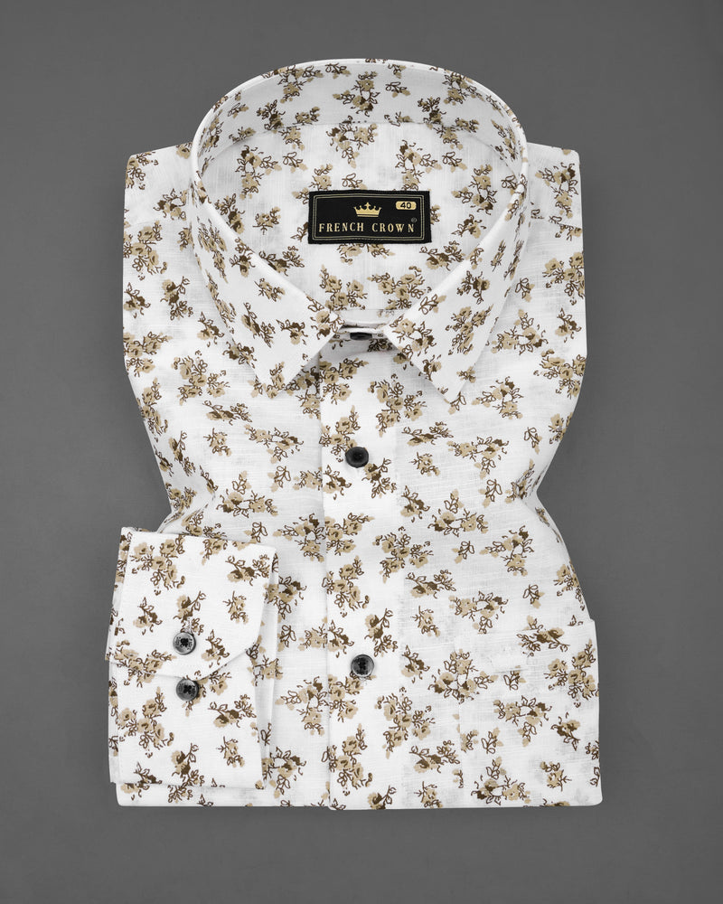 Amour White with Medium Taupe Brown Ditsy Printed Luxurious Linen Shirt 8273-BLK-38, 8273-BLK-H-38, 8273-BLK-39, 8273-BLK-H-39, 8273-BLK-40, 8273-BLK-H-40, 8273-BLK-42, 8273-BLK-H-42, 8273-BLK-44, 8273-BLK-H-44, 8273-BLK-46, 8273-BLK-H-46, 8273-BLK-48, 8273-BLK-H-48, 8273-BLK-50, 8273-BLK-H-50, 8273-BLK-52, 8273-BLK-H-52