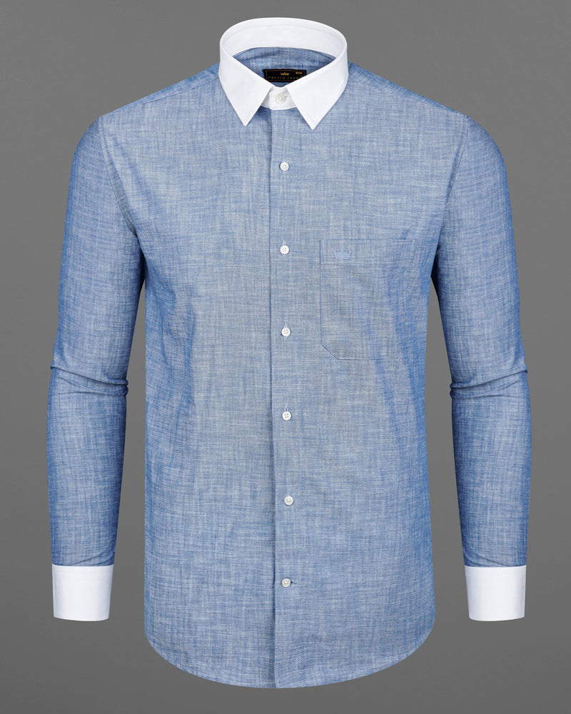Amethyst Blue with White Collar Chambray Shirt 8336-WCC-38, 8336-WCC-H-38, 8336-WCC-39, 8336-WCC-H-39, 8336-WCC-40, 8336-WCC-H-40, 8336-WCC-42, 8336-WCC-H-42, 8336-WCC-44, 8336-WCC-H-44, 8336-WCC-46, 8336-WCC-H-46, 8336-WCC-48, 8336-WCC-H-48, 8336-WCC-50, 8336-WCC-H-50, 8336-WCC-52, 8336-WCC-H-52