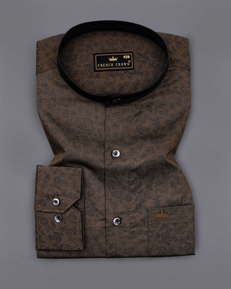 Bistre Brown Printed With Black Collar Super Soft Premium Cotton Designer Shirt 8359-M-BLK-38, 8359-M-BLK-H-38, 8359-M-BLK-39, 8359-M-BLK-H-39, 8359-M-BLK-40, 8359-M-BLK-H-40, 8359-M-BLK-42, 8359-M-BLK-H-42, 8359-M-BLK-44, 8359-M-BLK-H-44, 8359-M-BLK-46, 8359-M-BLK-H-46, 8359-M-BLK-48, 8359-M-BLK-H-48, 8359-M-BLK-50, 8359-M-BLK-H-50, 8359-M-BLK-52, 8359-M-BLK-H-52