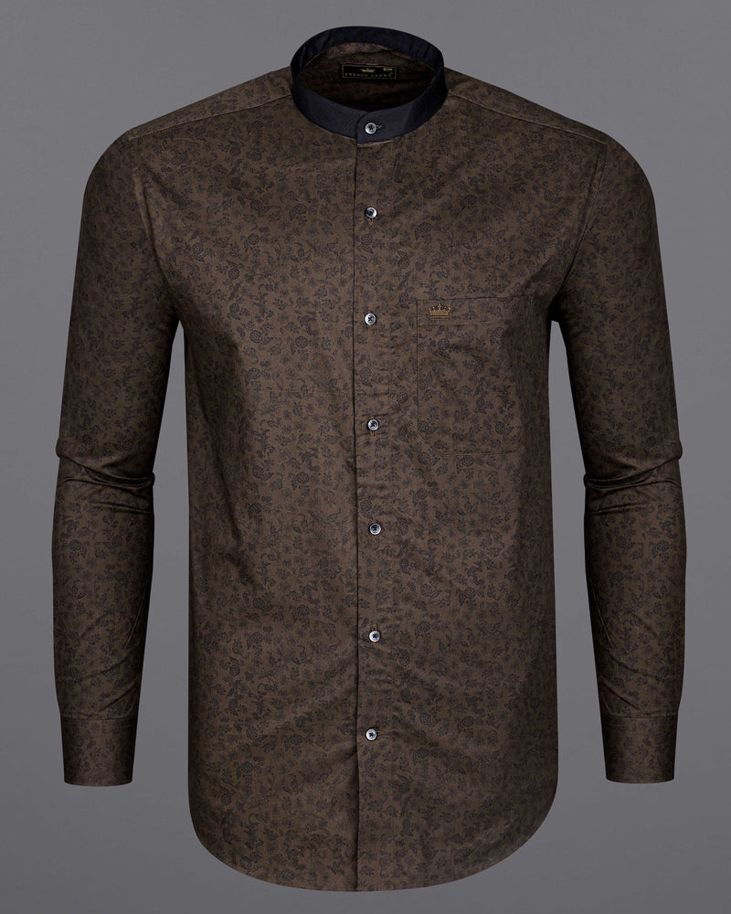 Bistre Brown Printed With Black Collar Super Soft Premium Cotton Designer Shirt 8359-M-BLK-38, 8359-M-BLK-H-38, 8359-M-BLK-39, 8359-M-BLK-H-39, 8359-M-BLK-40, 8359-M-BLK-H-40, 8359-M-BLK-42, 8359-M-BLK-H-42, 8359-M-BLK-44, 8359-M-BLK-H-44, 8359-M-BLK-46, 8359-M-BLK-H-46, 8359-M-BLK-48, 8359-M-BLK-H-48, 8359-M-BLK-50, 8359-M-BLK-H-50, 8359-M-BLK-52, 8359-M-BLK-H-52