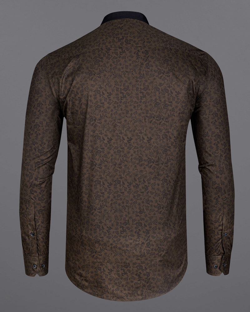 Bistre Brown Printed With Black Collar Super Soft Premium Cotton Designer Shirt 8359-M-BLK-38, 8359-M-BLK-H-38, 8359-M-BLK-39, 8359-M-BLK-H-39, 8359-M-BLK-40, 8359-M-BLK-H-40, 8359-M-BLK-42, 8359-M-BLK-H-42, 8359-M-BLK-44, 8359-M-BLK-H-44, 8359-M-BLK-46, 8359-M-BLK-H-46, 8359-M-BLK-48, 8359-M-BLK-H-48, 8359-M-BLK-50, 8359-M-BLK-H-50, 8359-M-BLK-52, 8359-M-BLK-H-52