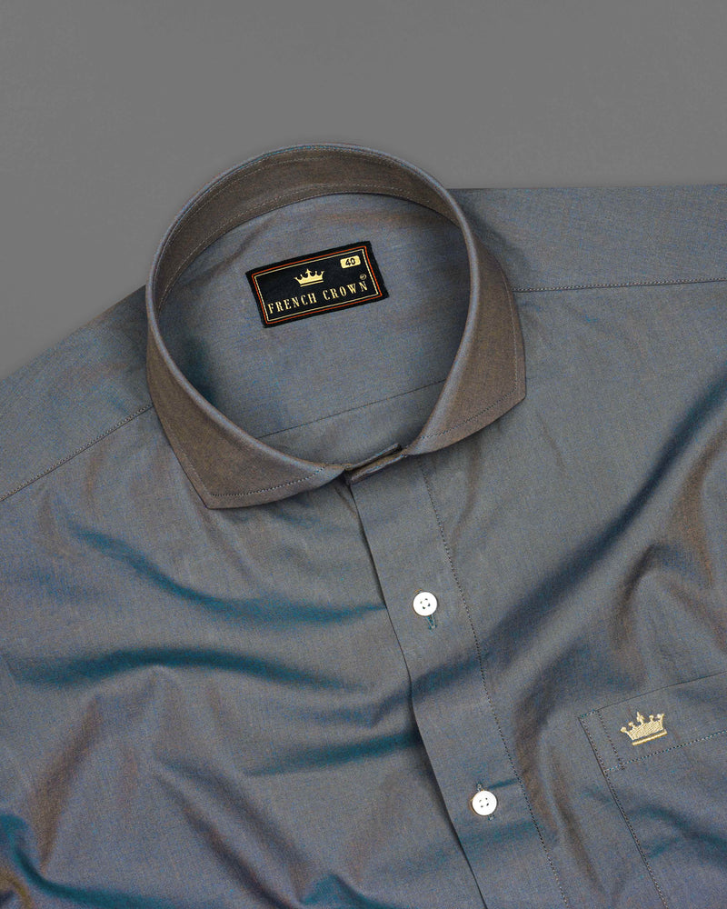 Storm Dust Gray Two Tone Chambray Shirt