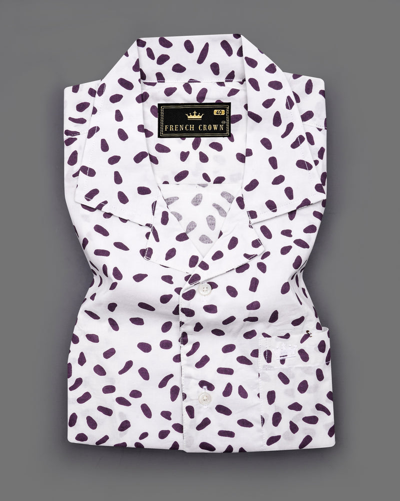 Bright White with Byzantium Purple Printed Premium Cotton Shirt 8391-CC-H-38, 8391-CC-H-39, 8391-CC-H-40, 8391-CC-H-42, 8391-CC-H-44, 8391-CC-H-46, 8391-CC-H-48, 8391-CC-H-50,  8391-CC-H-52