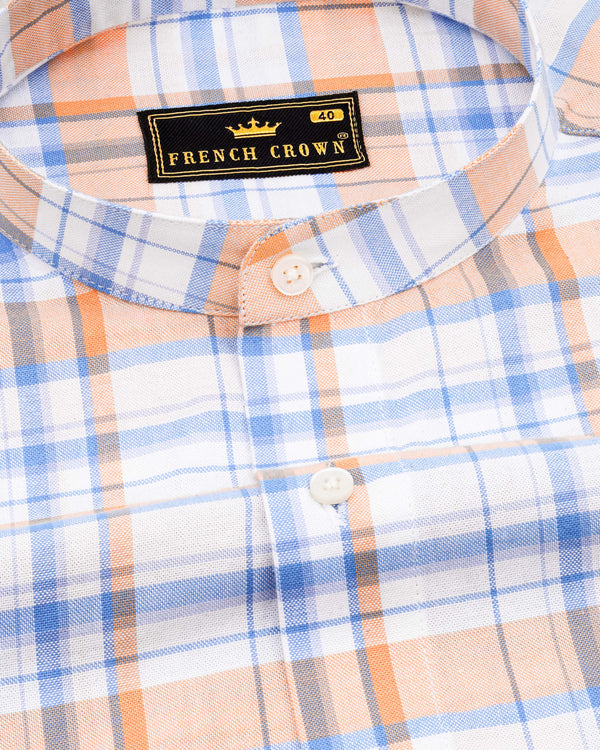 Bright White with Tacao Orange and Jordy Blue Plaid Royal Oxford Shirt 8408-M-38, 8408-M-H-38, 8408-M-39,8408-M-H-39, 8408-M-40, 8408-M-H-40, 8408-M-42, 8408-M-H-42, 8408-M-44, 8408-M-H-44, 8408-M-46, 8408-M-H-46, 8408-M-48, 8408-M-H-48, 8408-M-50, 8408-M-H-50, 8408-M-52, 8408-M-H-52