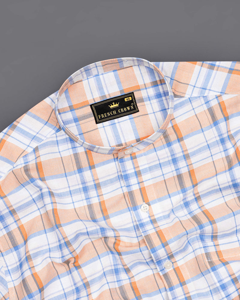 Bright White with Tacao Orange and Jordy Blue Plaid Royal Oxford Shirt 8408-M-38, 8408-M-H-38, 8408-M-39,8408-M-H-39, 8408-M-40, 8408-M-H-40, 8408-M-42, 8408-M-H-42, 8408-M-44, 8408-M-H-44, 8408-M-46, 8408-M-H-46, 8408-M-48, 8408-M-H-48, 8408-M-50, 8408-M-H-50, 8408-M-52, 8408-M-H-52